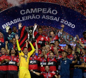 Festejo del Flamengo bicampeón de Brasil.