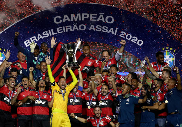 Festejo del Flamengo bicampeón de Brasil.