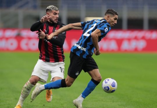 Theo Hernández y Achraf Hakimi en un nuevo Derby della Madonnina