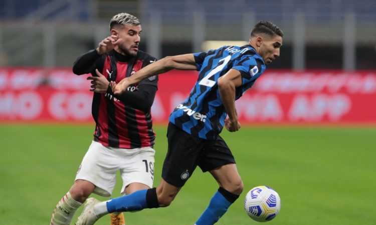 Theo Hernández y Achraf Hakimi en un nuevo Derby della Madonnina